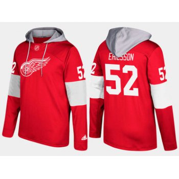 Adidas Detroit Red Wings 52 Jonathan Ericsson Name And Number Red Hoodie