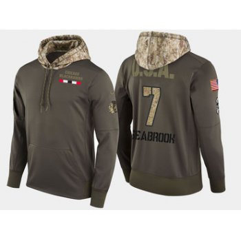 Nike Chicago Blackhawks 7 Brent Seabrook Olive Salute To Service Pullover Hoodie