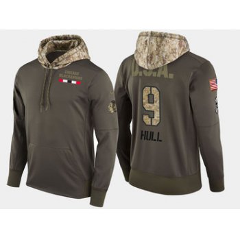 Nike Chicago Blackhawks 9 Bobby Hull Retired Olive Salute To Service Pullover Hoodie