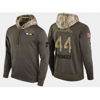 Nike St. Louis Blues 44 Chris Pronger Retired Olive Salute To Service Pullover Hoodie