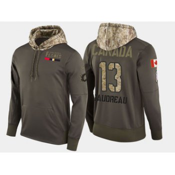 Nike Calgary Flames 13 Johnny Gaudreau Olive Salute To Service Pullover Hoodie