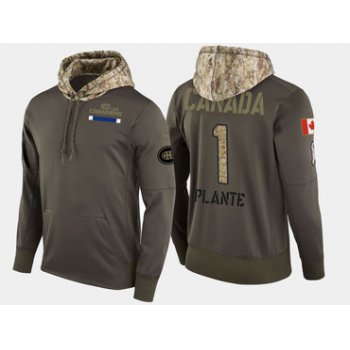 Nike Montreal Canadiens 1 Jacques Plante Retired Olive Salute To Service Pullover Hoodie
