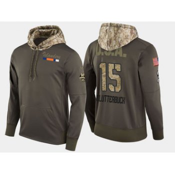 Nike New York Islanders 15 Cal Clutterbuck Olive Salute To Service Pullover Hoodie
