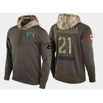 Nike Vancouver Canucks 21 Loui Eriksson Olive Salute To Service Pullover Hoodie