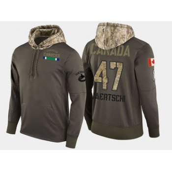 Nike Vancouver Canucks 47 Sven Baertschi Olive Salute To Service Pullover Hoodie