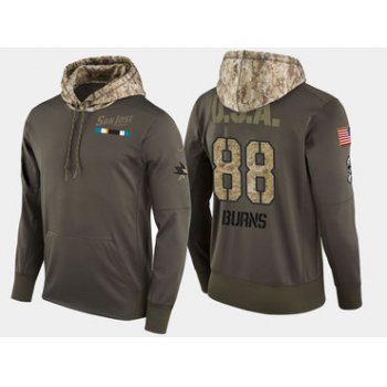 Nike San Jose Sharks 88 Brent Burns Olive Salute To Service Pullover Hoodie