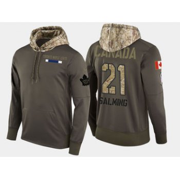 Nike Toronto Maple Leafs 21 Borje Salming Retired Olive Salute To Service Pullover Hoodie