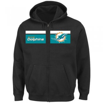 Miami Dolphins Majestic Touchback Full-Zip Hoodie - Black