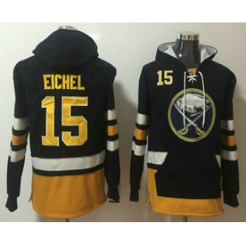 Men's Buffalo Sabres #15 Jack Eichel Navy Blue Pocket Stitched NHL Old Time Hockey Pullover Hoodie