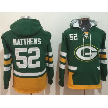 Nike Green Bay Packers #52 Clay Matthews Green Gold Name & Number Pullover NFL Hoodie