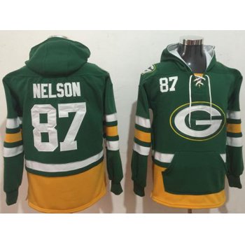 Nike Green Bay Packers #87 Jordy Nelson Green Gold Name & Number Pullover NFL Hoodie