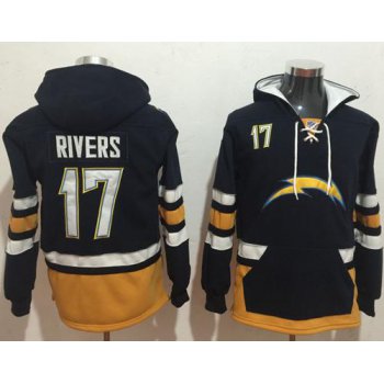 Nike Los Angeles Chargers #17 Philip Rivers Navy Blue Gold Name & Number Pullover NFL Hoodie