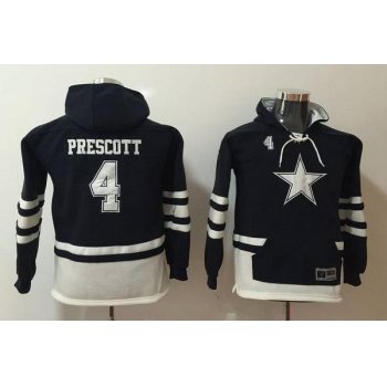Youth Dallas Cowboys #4 Dak Prescott NEW Navy Blue Pocket Stitched NFL Pullover Hoodie