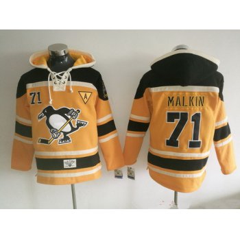 Men's Pittsburgh Penguins #71 Evgeni Malkin 2016 NEW Yellow Stitched NHL Old Time Hockey Hoodie