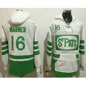 Men's Toronto Maple Leafs #16 Mitchell Marner White 2017 St. Patrick's Day Green Stitched NHL Old Tim Hockey Hoodie