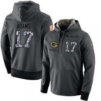 NFL Men's Nike Green Bay Packers #17 Davante Adams Stitched Black Anthracite Salute to Service Player Performance Hoodie