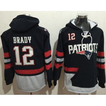 New England Patriots #12 Tom Brady Blue Sawyer Hooded Sweatshirt NFL Hoodie
