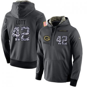 NFL Men's Nike San Francisco 49ers #42 Ronnie Lott Stitched Black Anthracite Salute to Service Player Performance Hoodie