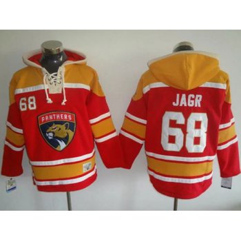 Panthers #68 Jaromir Jagr Red Gold Sawyer Hooded Sweatshirt Stitched NHL Jersey