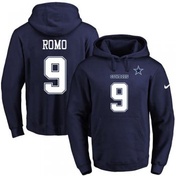 Nike Cowboys #9 Tony Romo Navy Blue Name & Number Pullover NFL Hoodie