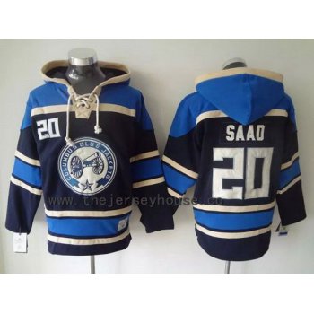 Men's Columbus Blue Jackets #20 Brandon Saad Old Time Hockey Navy Blue Hoodie