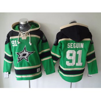 Men's Dallas Stars #91 Tyler Seguin Old Time Hockey Green Hoodie