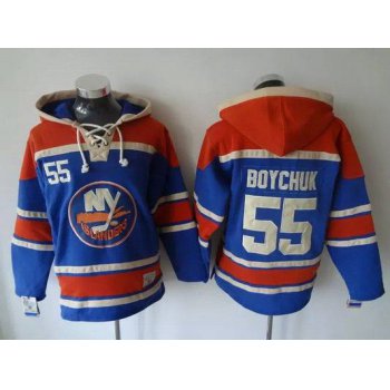 Men's New York Islanders #55 Johnny Boychuk Old Time Hockey Light Blue Hoodie