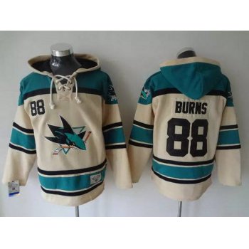 Men's San Jose Sharks #88 Brent Burns Old Time Hockey Cream Hoodie