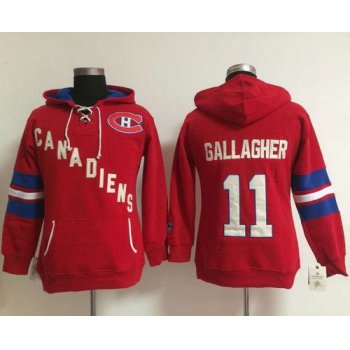 Montreal Canadiens #11 Brendan Gallagher Red Women's Old Time Heidi NHL Hoodie