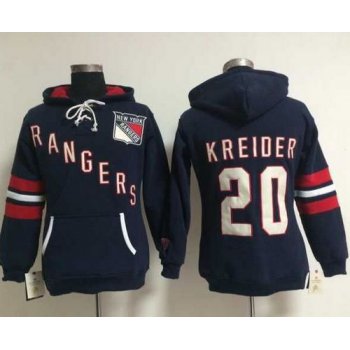 New York Rangers #20 Chris Kreider Navy Blue Women's Old Time Heidi NHL Hoodie