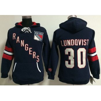 New York Rangers #30 Henrik Lundqvist Navy Blue Women's Old Time Heidi NHL Hoodie