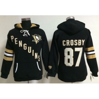 Pittsburgh Penguins #87 Sidney Crosby Black Women's Old Time Heidi NHL Hoodie