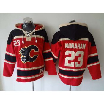 Men's Calgary Flames #23 Sean Monahan Old Time Hockey Red Hoodie