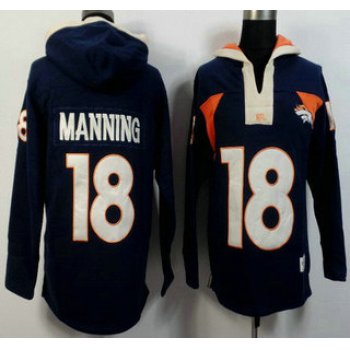 Men's Denver Broncos #18 Peyton Manning Navy Blue Alternate 2015 NFL Hoody