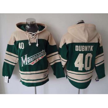 Men's Minnesota Wild #40 Devan Dubnyk Old Time Hockey Green Hoodie