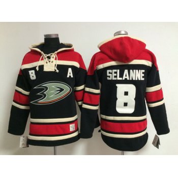 Old Time Hockey Anaheim Ducks #8 Teemu Selanne Black Hoodie