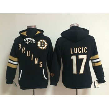 Old Time Hockey Boston Bruins #17 Milan Lucic Black Womens Hoodie