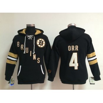 Old Time Hockey Boston Bruins #4 Bobby Orr Black Womens Hoodie