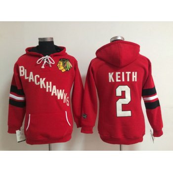 Old Time Hockey Chicago Blackhawks #2 Duncan Keith Red Womens Hoodie