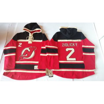 Old Time Hockey New Jersey Devils #2 Marek Zidlicky Red With Black Hoodie