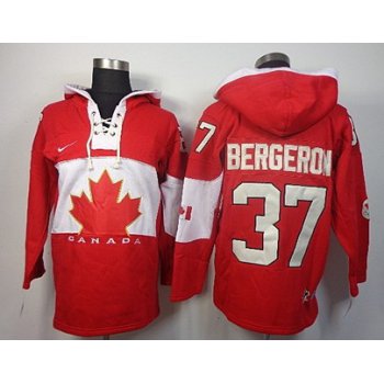 2014 Old Time Hockey Olympics Canada #37 Patrice Bergeron Red Hoodie