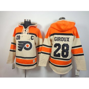 Old Time Hockey Philadelphia Flyers #28 Claude Giroux Cream Hoodie