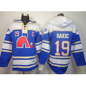 Old Time Hockey Quebec Nordiques #19 Joe Sakic Navy Blue Hoodie