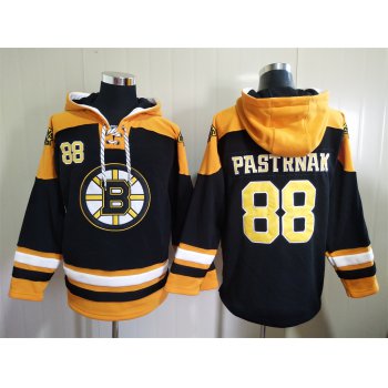 Men's Boston Bruins #88 David Pastrnak Black Ageless Must Have Lace Up Pullover Hoodie