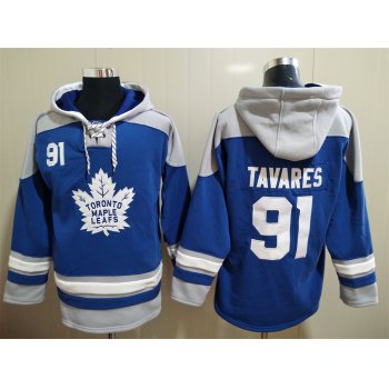 Men's Toronto Maple Leafs #91 John Tavares Royal Blue Hoodie