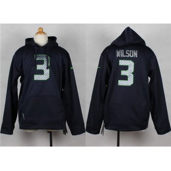 Nike Seattle Seahawks #3 Russell Wilson Navy Blue Kids Hoodie