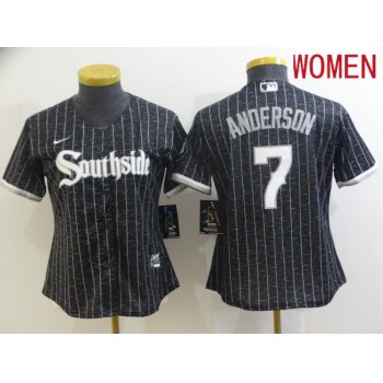 Women Chicago White Sox 7 Anderson City Edition Black Game Nike 2021 MLB Jersey