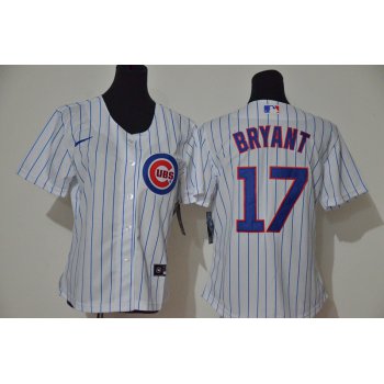 Women's Chicago Cubs #17 Kris Bryant White Stitched MLB Cool Base Nike Jersey