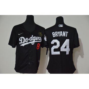 Women's Los Angeles Dodgers #24 Kobe Bryant Black KB Patch Stitched MLB Cool Base Nike Jersey