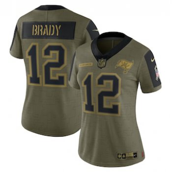 Women's Tampa Bay Buccaneers #12 Tom Brady Nike Olive 2021 Salute To Service Limited Player Jersey